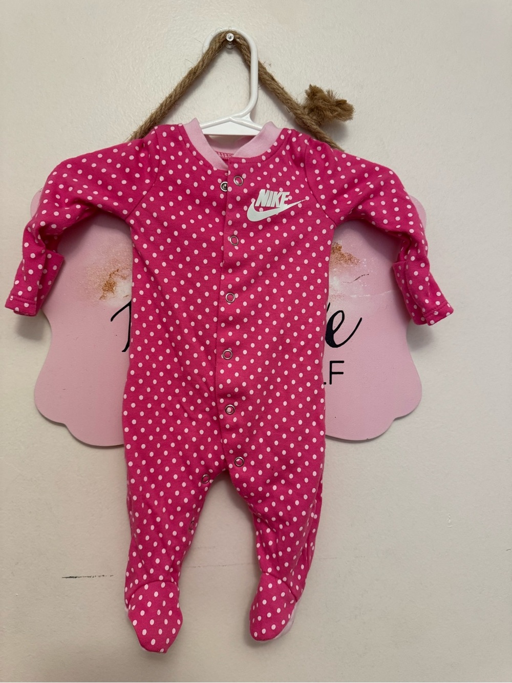 Nike Hot Pink Polka Dot Footed One-Piece